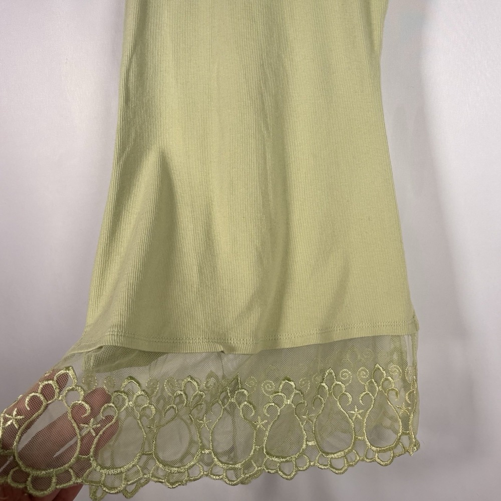 Rue21 Y2K Lace Trim Tank Top Womens Medium Fairy Festival Sheer Boho Green - Picture 6 of 6
